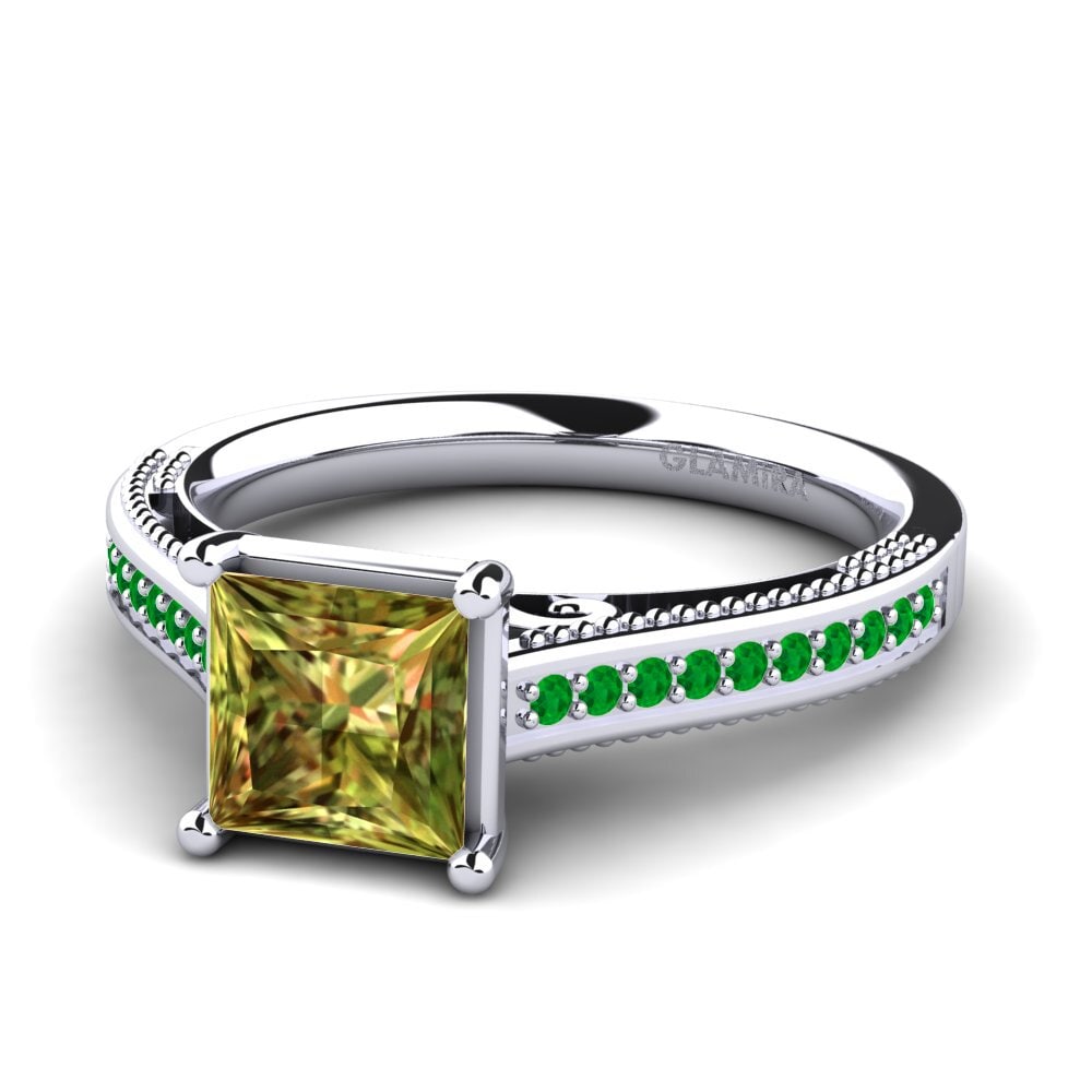 18ct White Gold Sultan Stone Engagement Ring Lucetta