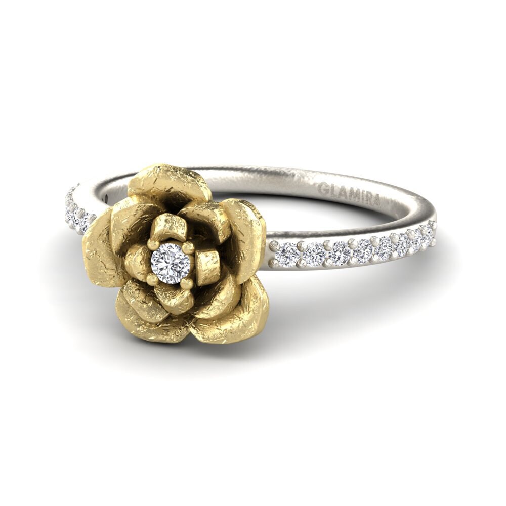 18k Oro Blanco & Amarillo Anillo Kirstie