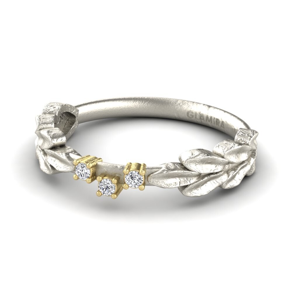 18k Oro Blanco & Amarillo Anillo Hisako