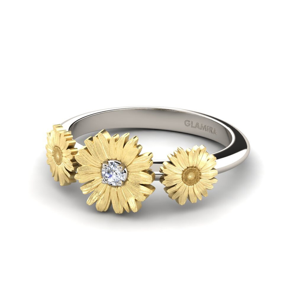 18k Oro Blanco & Amarillo Anillo Isabelle