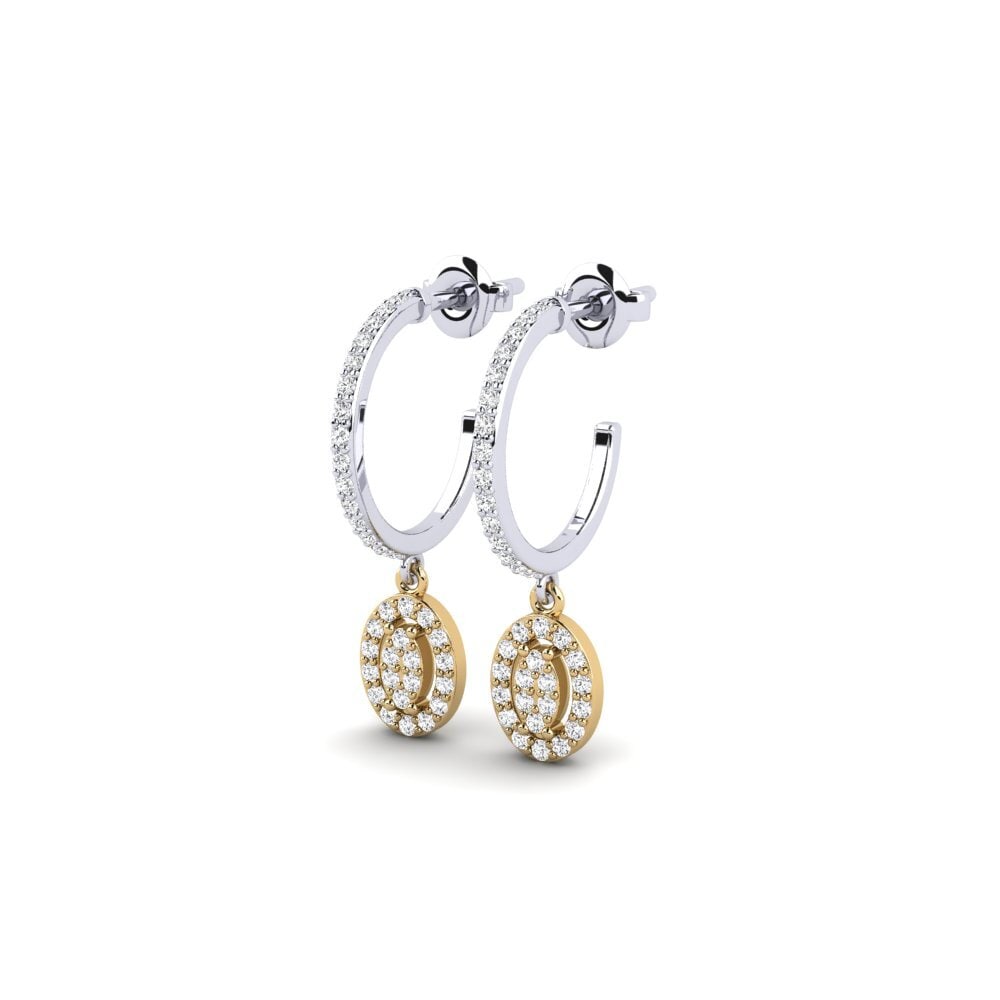 14ct White & Yellow Gold Women's Earring Orain