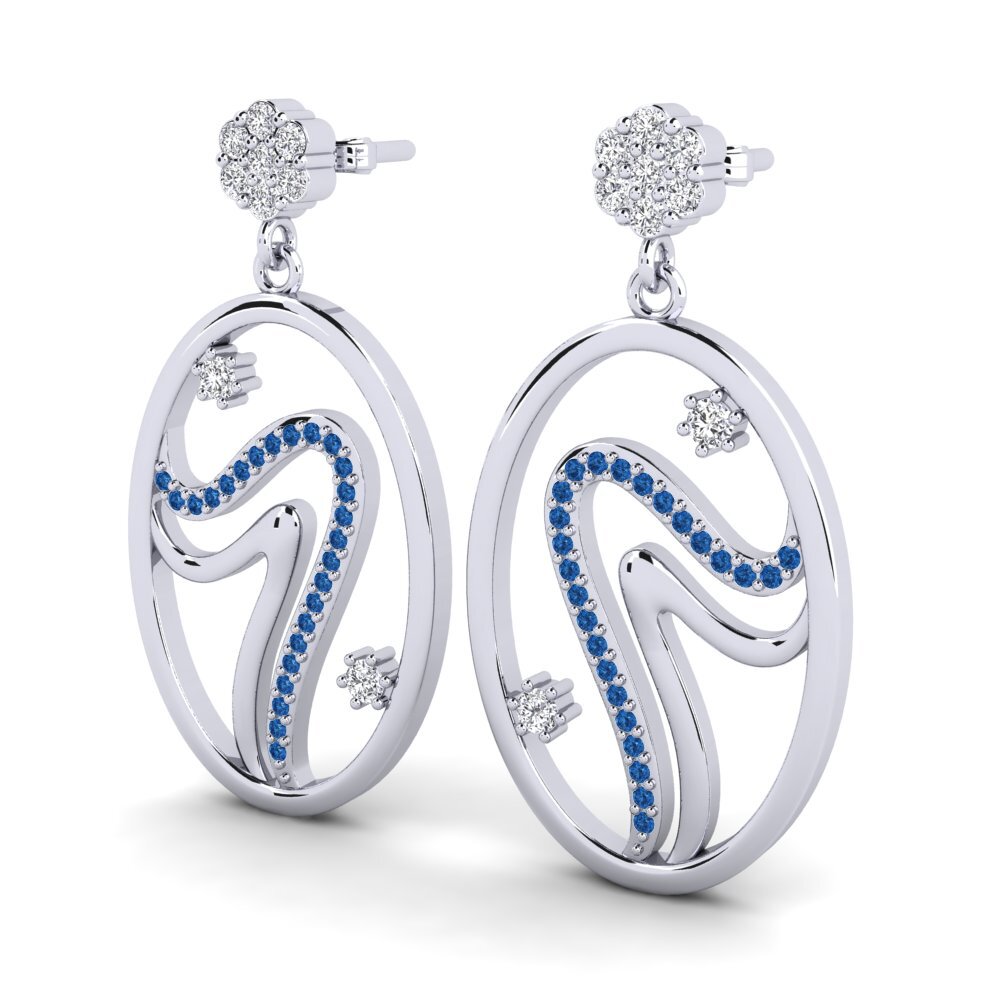 Zircônia azul escuro Brincos Feminino Oria