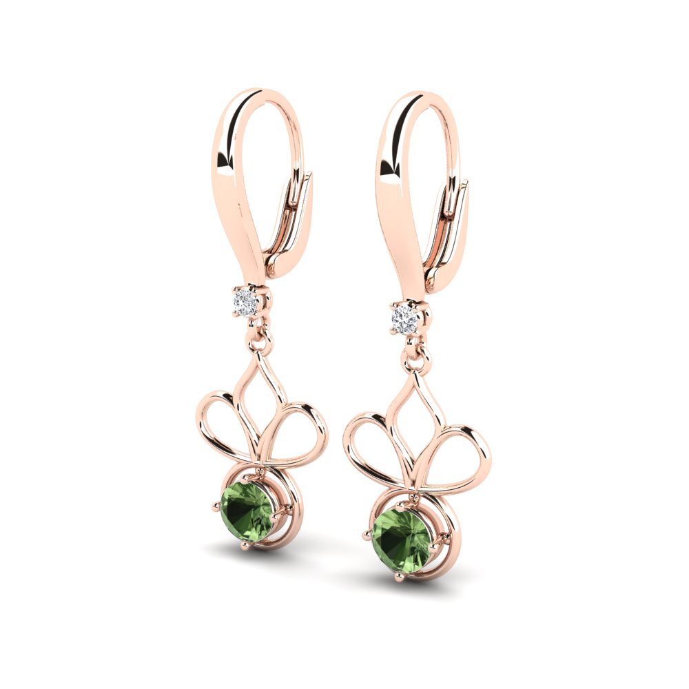 Oro Rosso 585 Zaffiro Verde Orecchino da donna Oripeaux