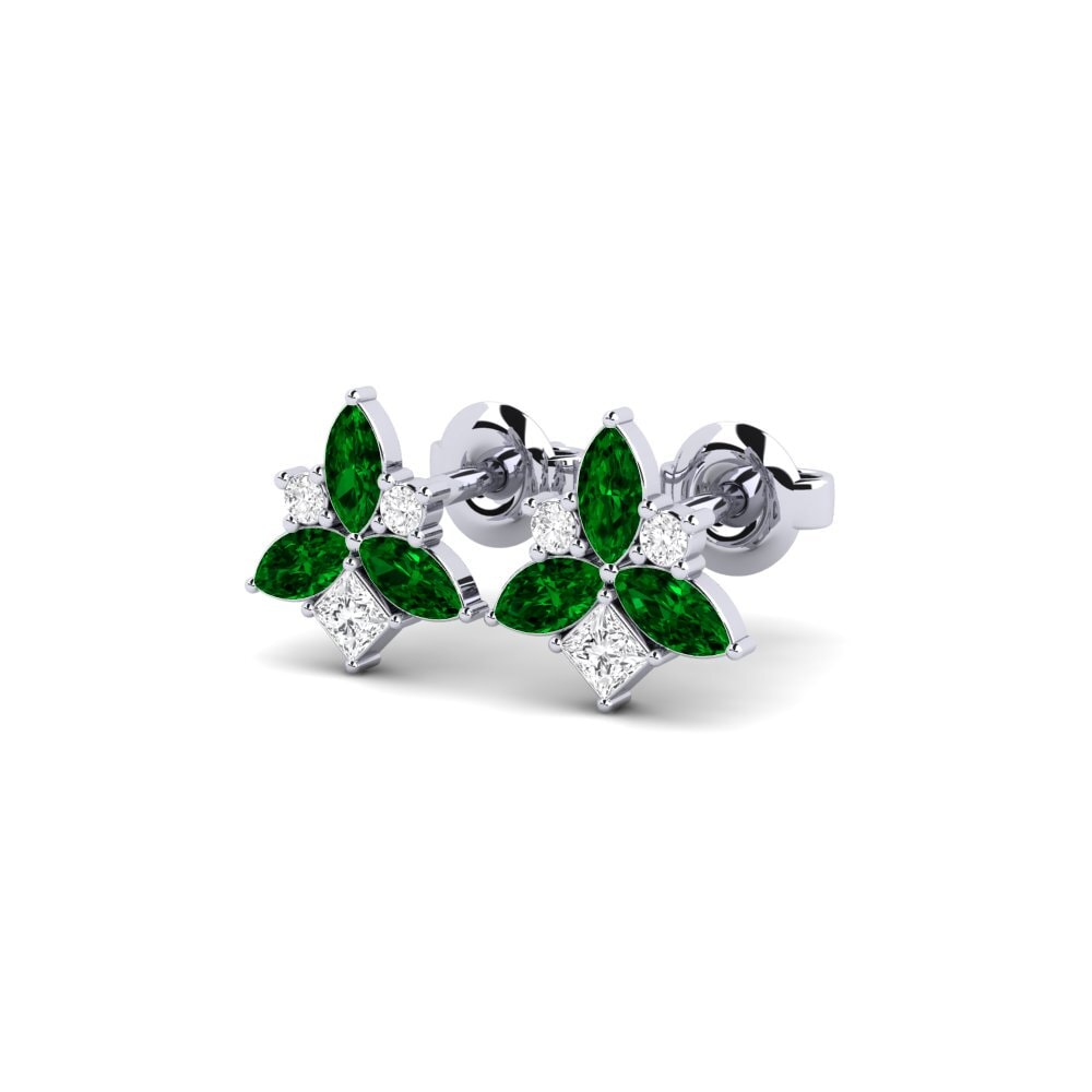 950 Palladium Green Zirconia Women's Earring Orleans