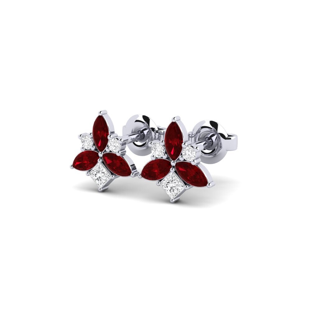 9k White Gold Red Zirconia Women's Earring Orleans