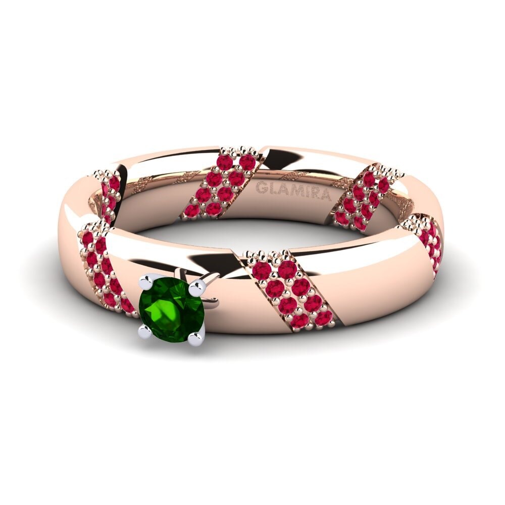 Turmalina verde Anillo de compromiso Orlena 0.16 crt