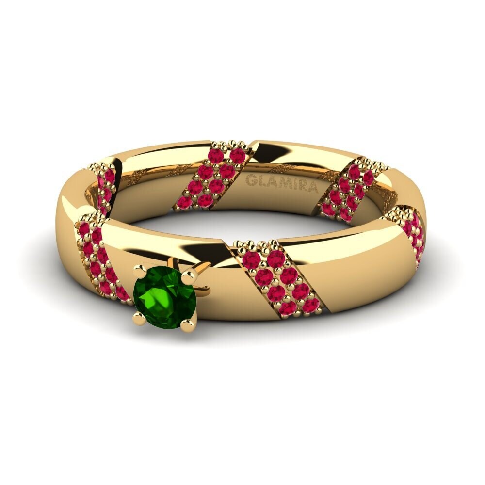 14ct Yellow Gold Green Tourmaline Engagement Ring Orlena 0.16 crt
