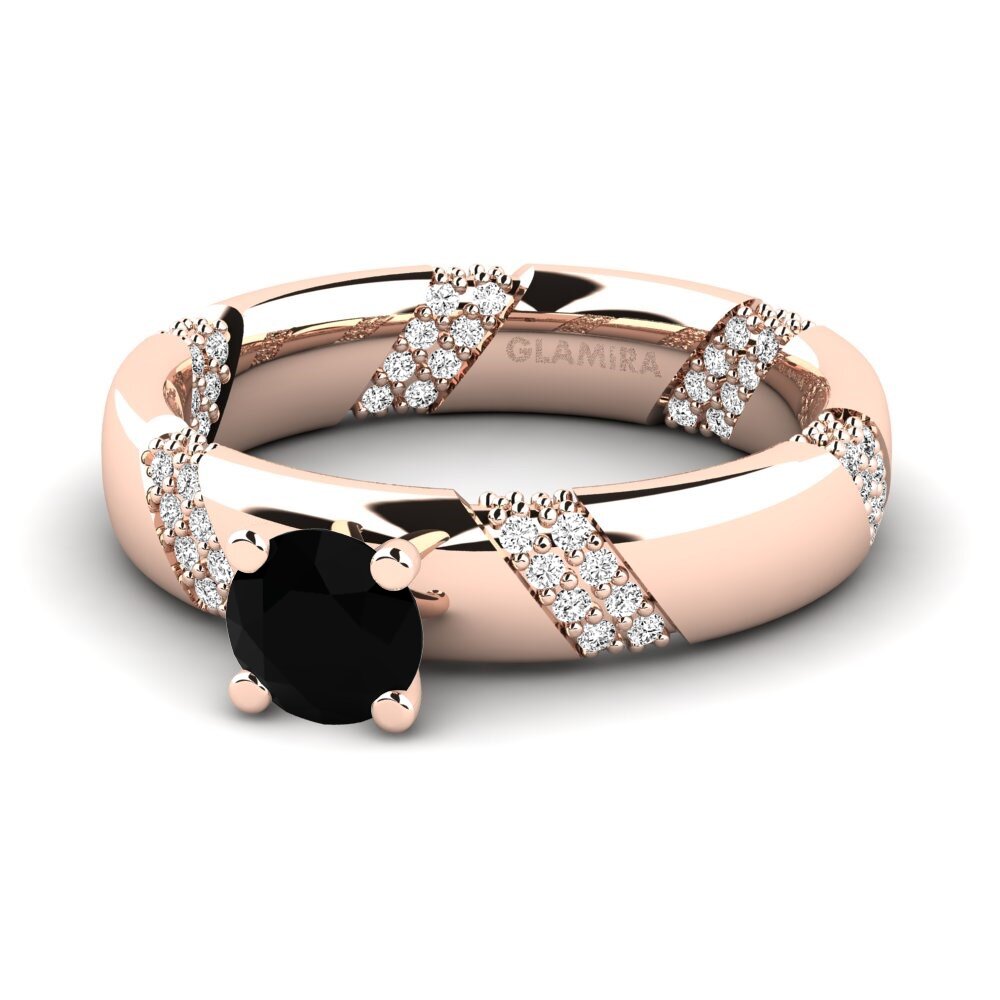 Ónix Negro Anillo de compromiso Orlena 0.5 crt