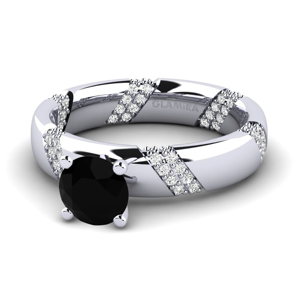 Ônix Negro Anel de Noivado Orlena 0.8 crt
