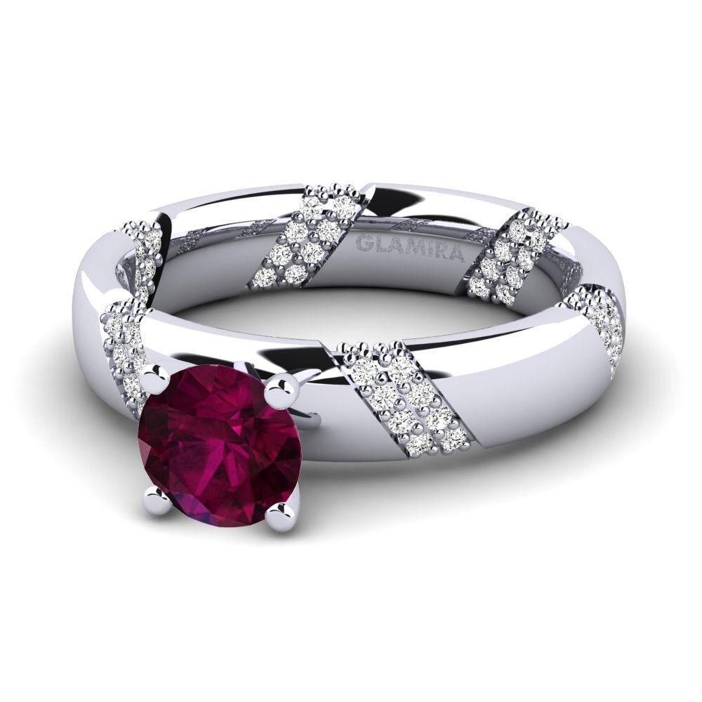 Đá Rhodolite Nhẫn đính hôn Orlena 0.8 crt