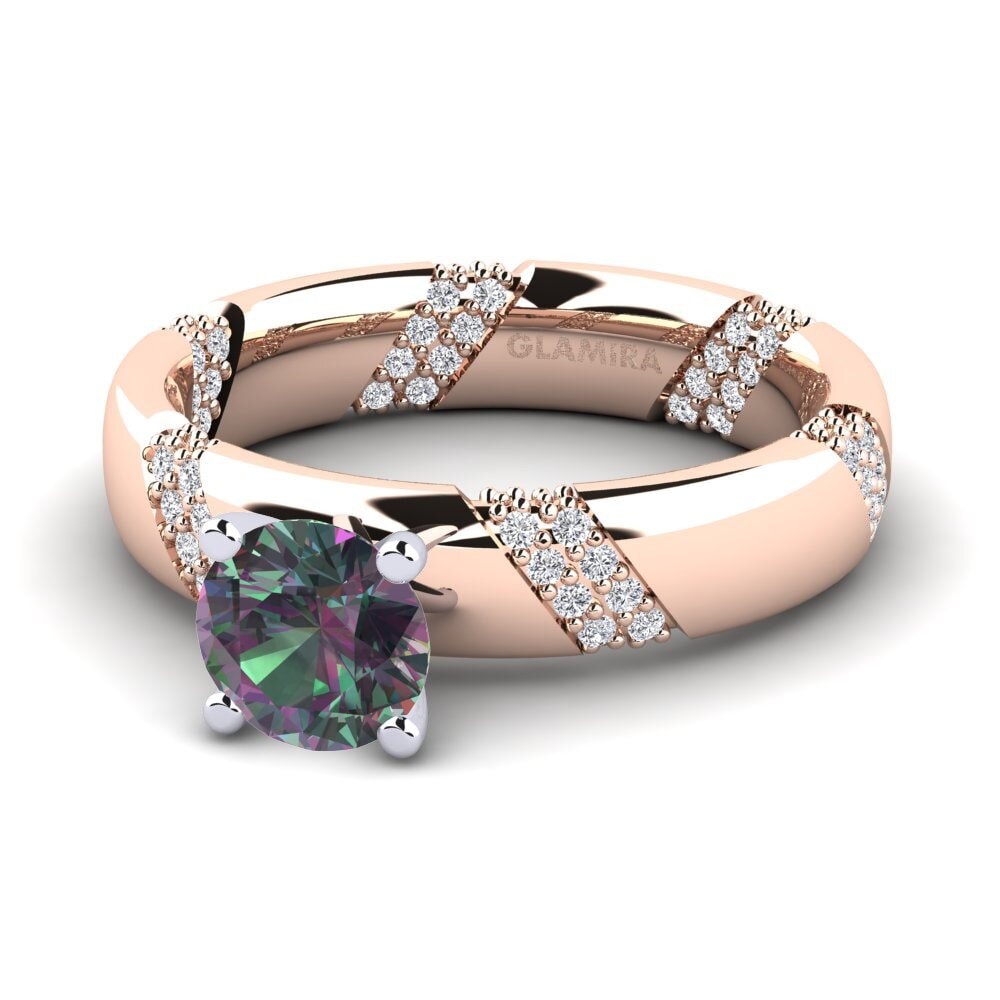 9ct Rose & White Gold Mystic Topaz Engagement Ring Orlena