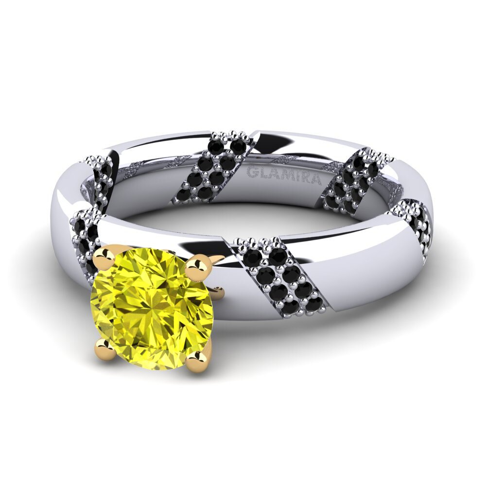 18k Oro Blanco & Amarillo Anillo de compromiso Orlena 1.0 crt