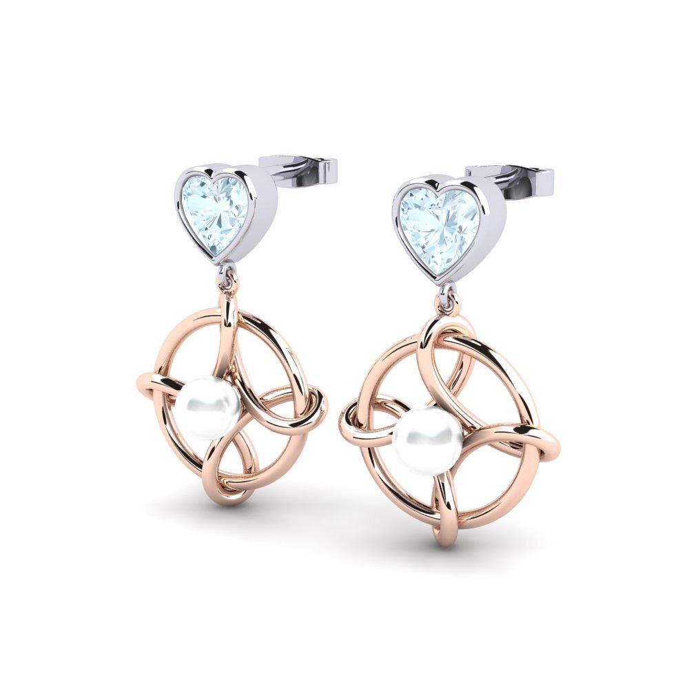 9ct Rose & White Gold Aquamarine Women's Earring Osservare