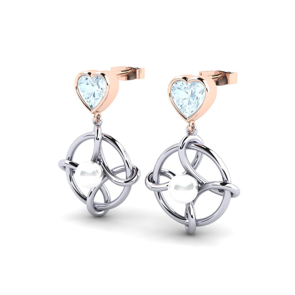 9ct White & Rose Gold Aquamarine Women's Earring Osservare