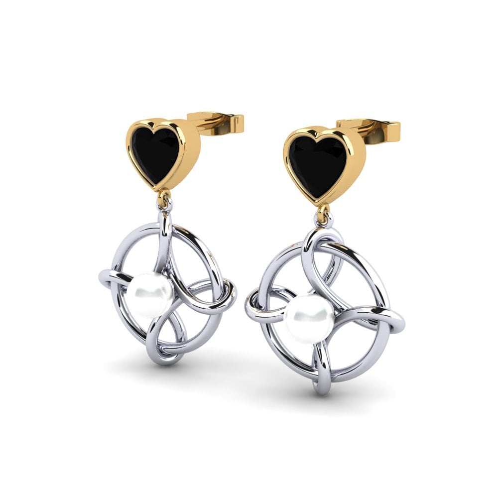 9ct White & Yellow Gold Black Diamond Women's Earring Osservare