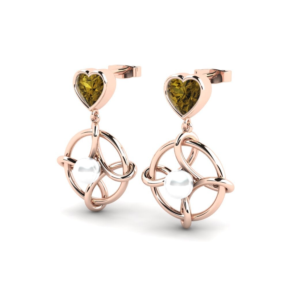 9ct Rose Gold Brown Zircon Women's Earring Osservare