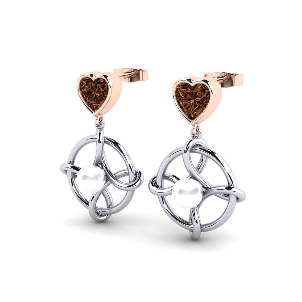 9ct White & Rose Gold Brown Diamond Women's Earring Osservare