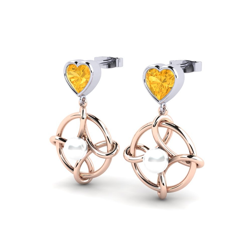 9ct Rose & White Gold Citrine Women's Earring Osservare
