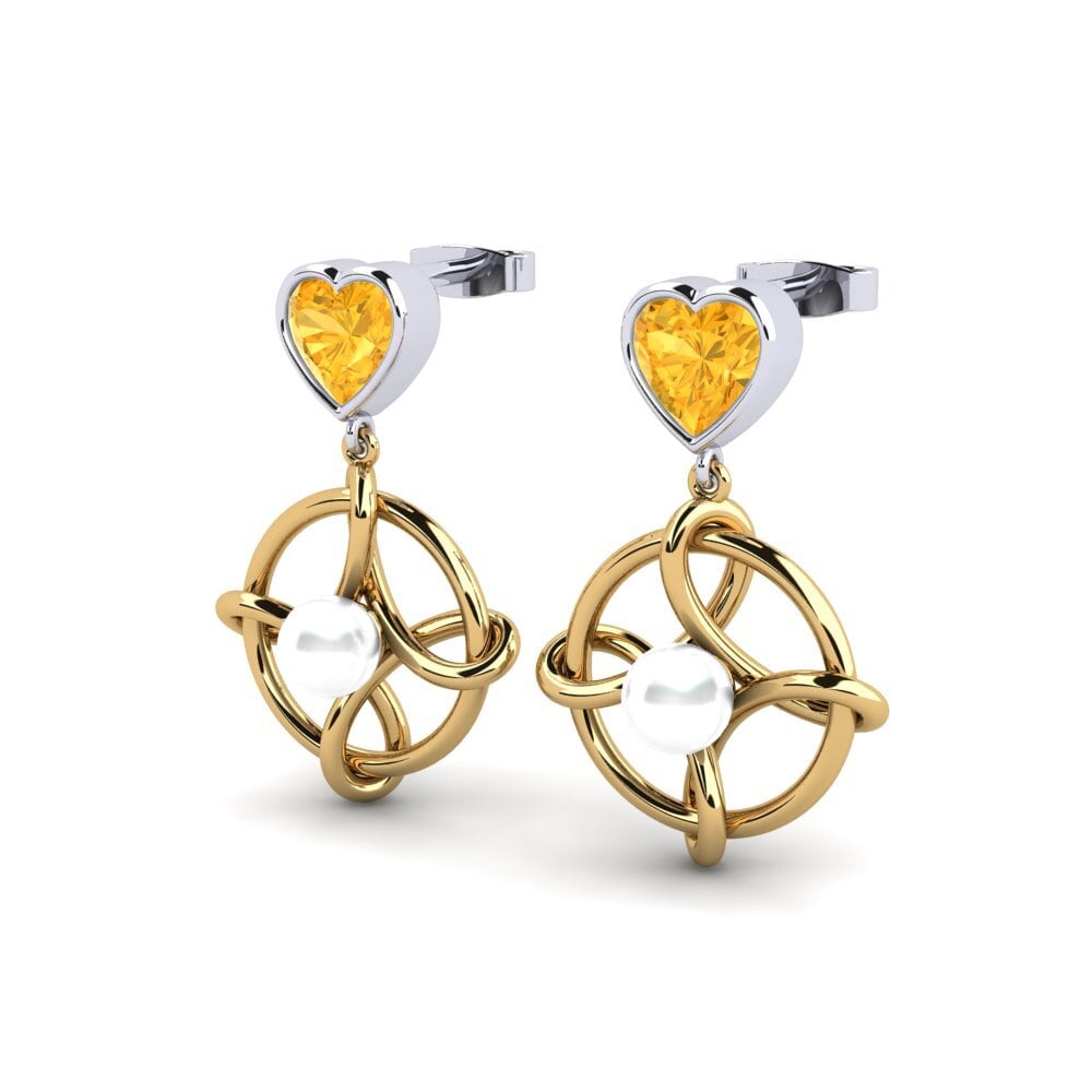 9ct Yellow & White Gold Citrine Women's Earring Osservare