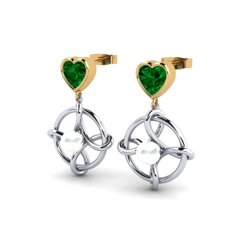 14ct White & Yellow Gold Green Zirconia Women's Earring Osservare