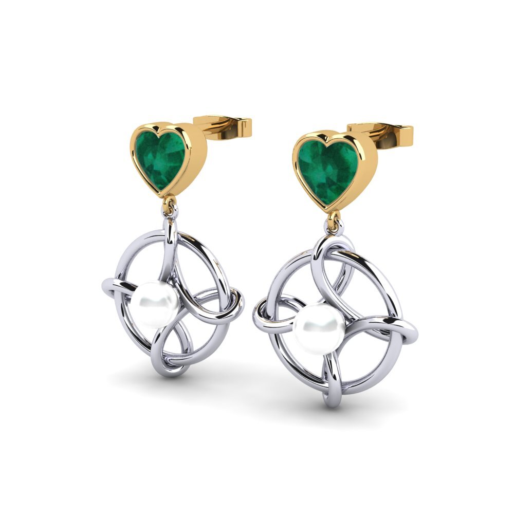 18ct White & Yellow Gold Emerald Women's Earring Osservare