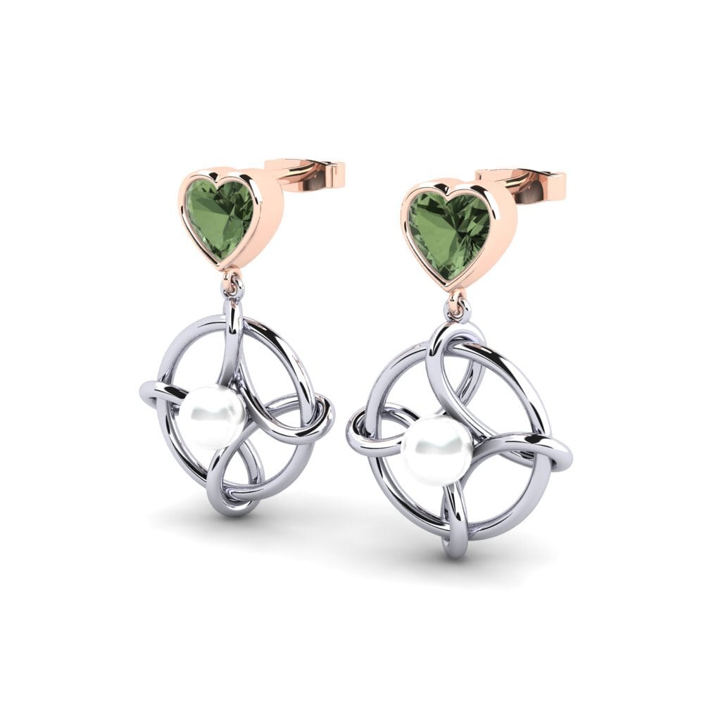 14ct White & Rose Gold Green Sapphire Women's Earring Osservare