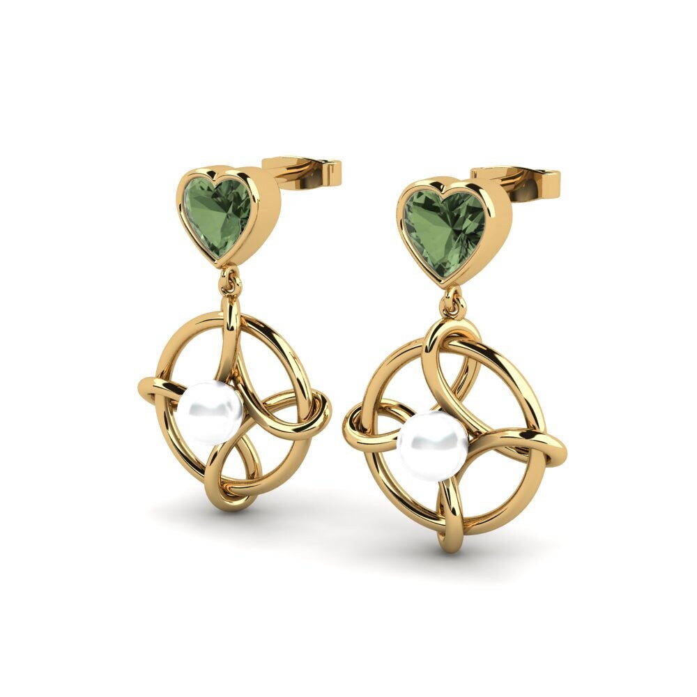 14ct Yellow Gold Green Sapphire Women's Earring Osservare
