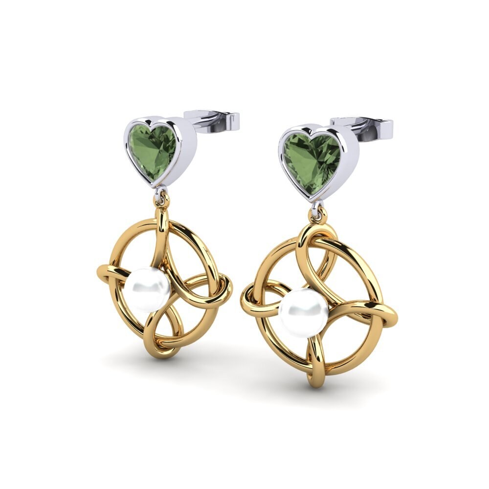 14ct Yellow & White Gold Green Sapphire Women's Earring Osservare