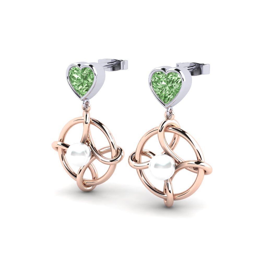 9k Oro Rosa & Blanco Diamante Verde Pendiente de mujer Osservare