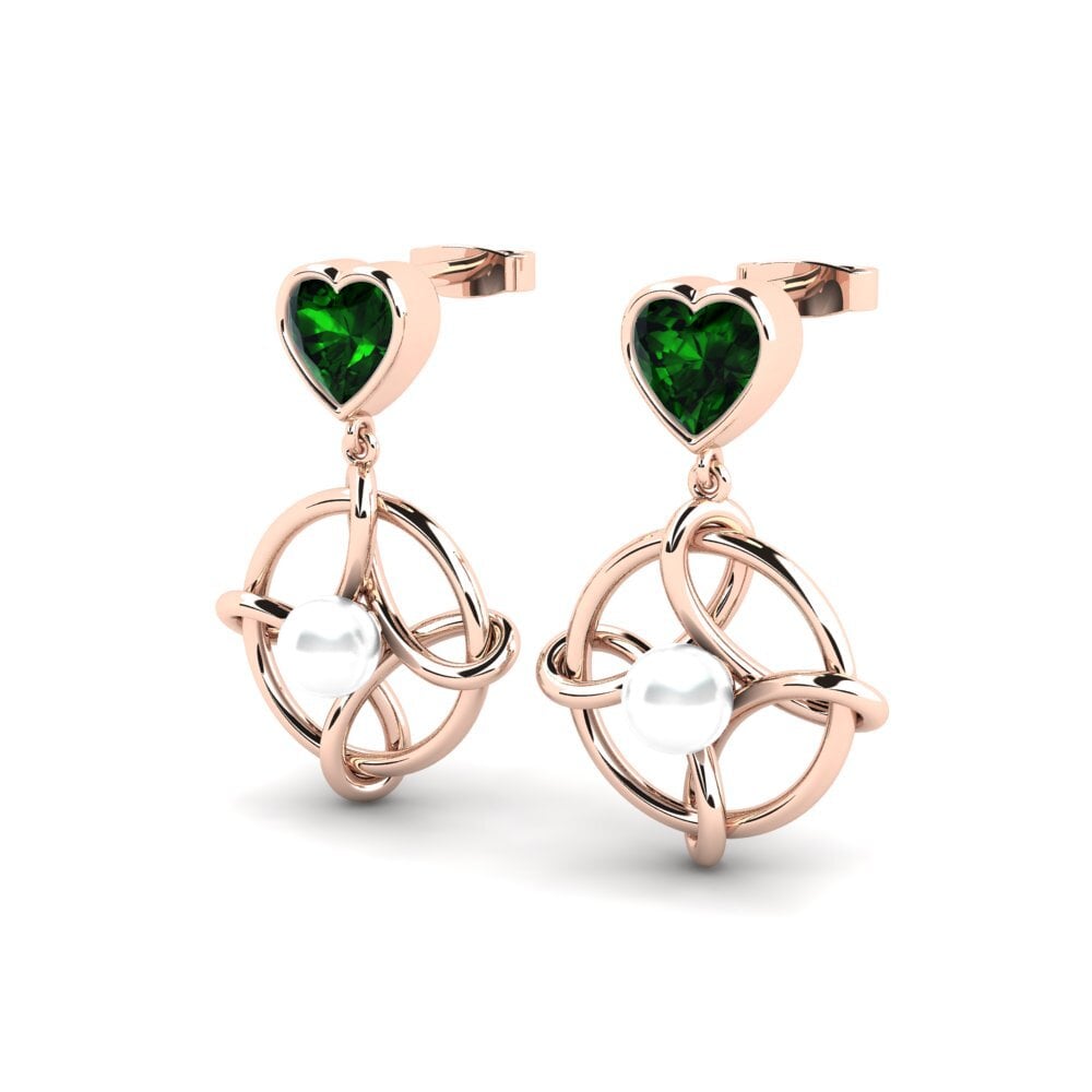 14k Oro Rosa Turmalina verde Pendiente de mujer Osservare