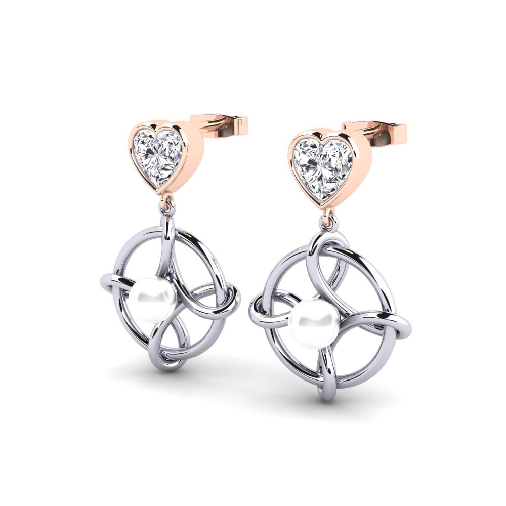 14k Oro Blanco & Rosa Diamante cultivado en laboratorio Pendiente de mujer Osservare