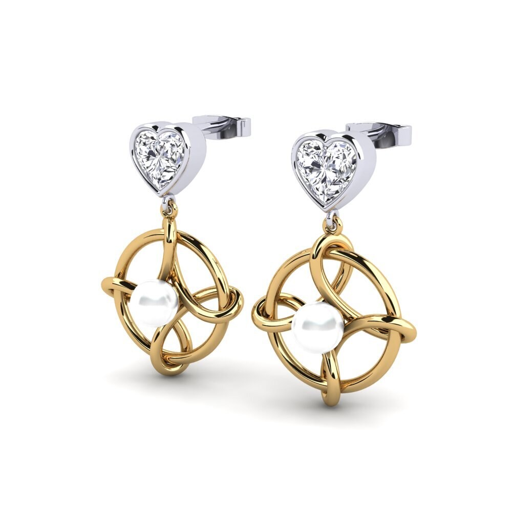 14k Oro Amarillo & Blanco Diamante cultivado en laboratorio Pendiente de mujer Osservare