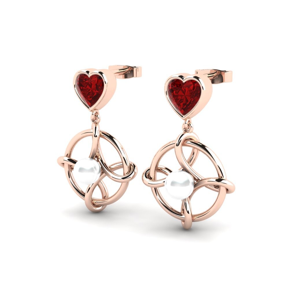 9ct Rose Gold Ruby (Lab Created) Women's Earring Osservare