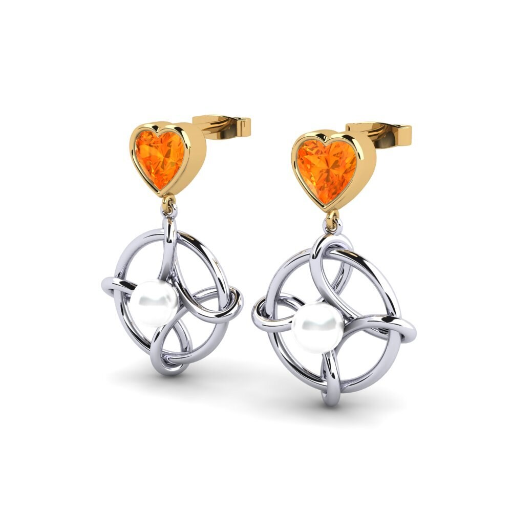 9ct White & Yellow Gold Orange Sapphire Women's Earring Osservare