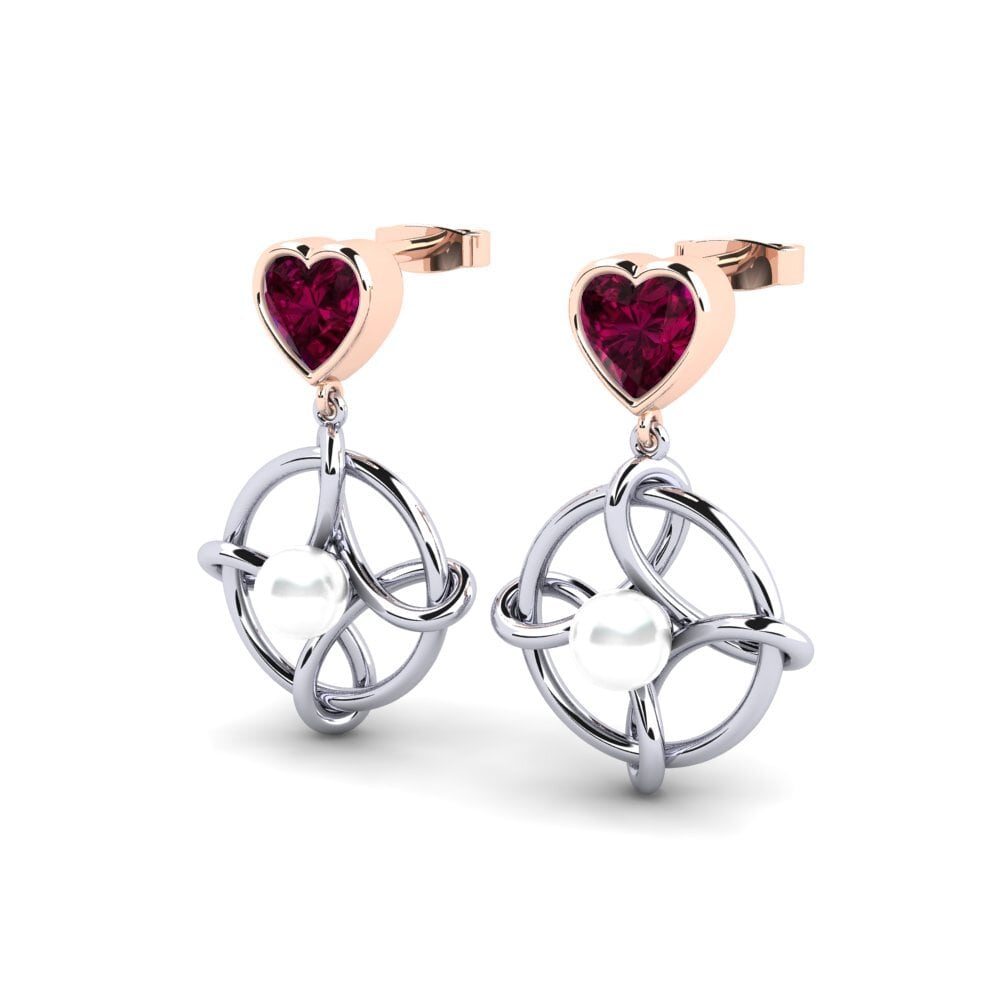 9ct White & Rose Gold Rhodolite Garnet Women's Earring Osservare