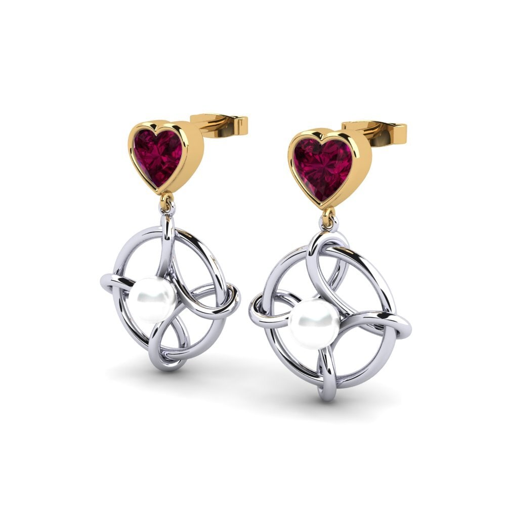 9ct White & Yellow Gold Rhodolite Garnet Women's Earring Osservare
