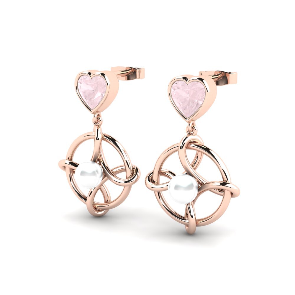 14k Oro Rosa Cuarzo rosa Pendiente de mujer Osservare