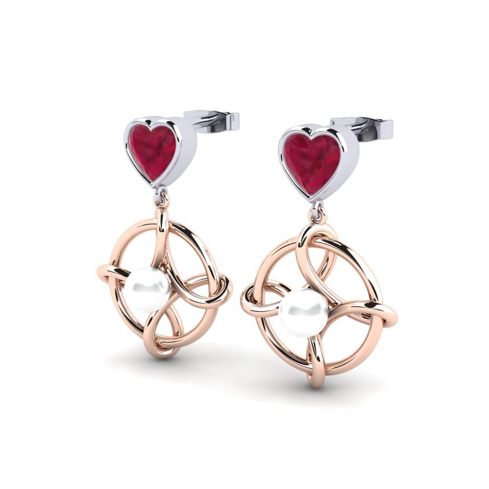 9k Oro Rosa & Blanco Rubí Pendiente de mujer Osservare