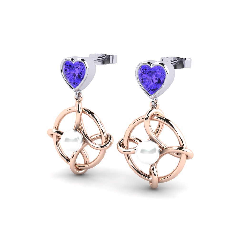14ct Rose & White Gold Tanzanite Women's Earring Osservare