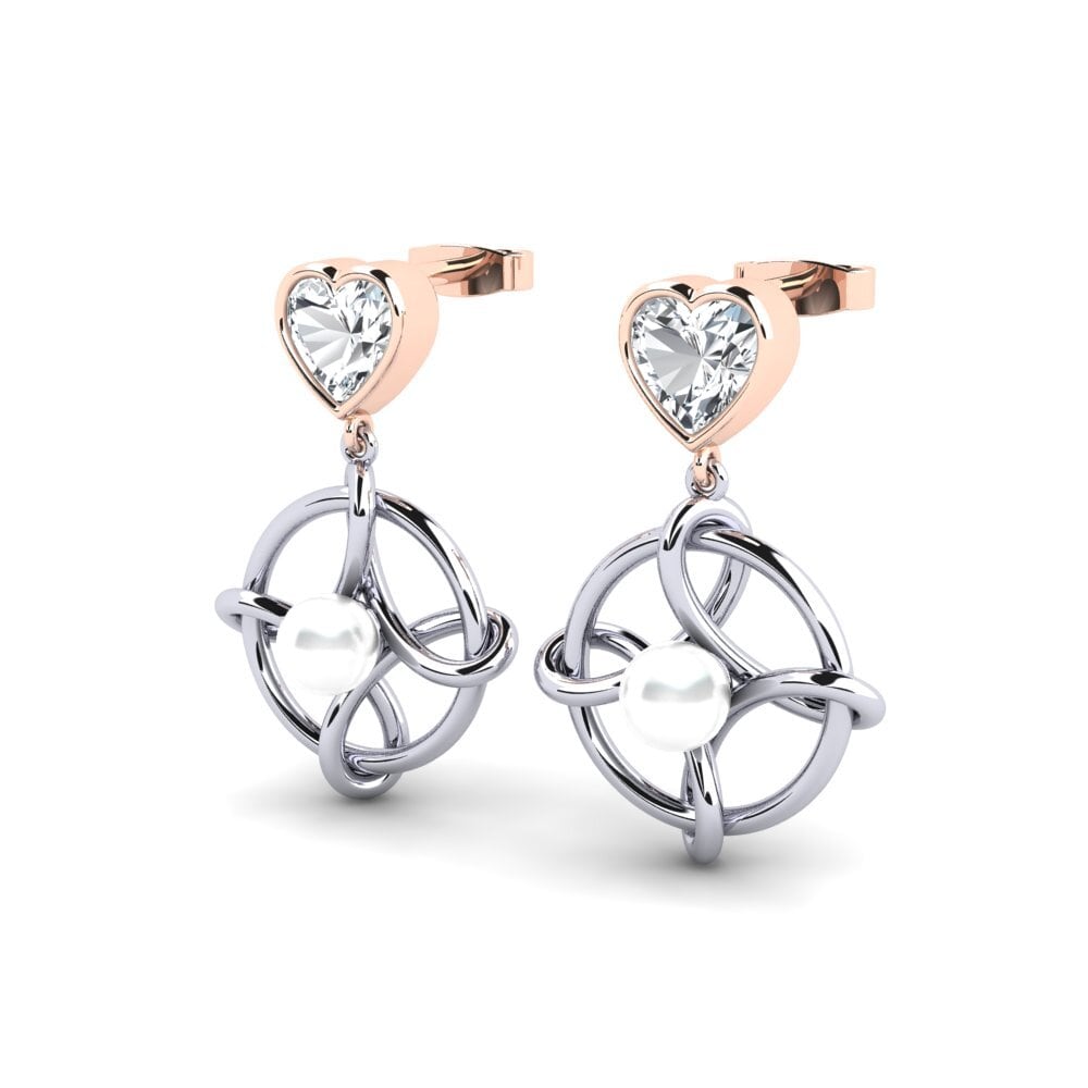 9ct White & Rose Gold White Zircon Women's Earring Osservare
