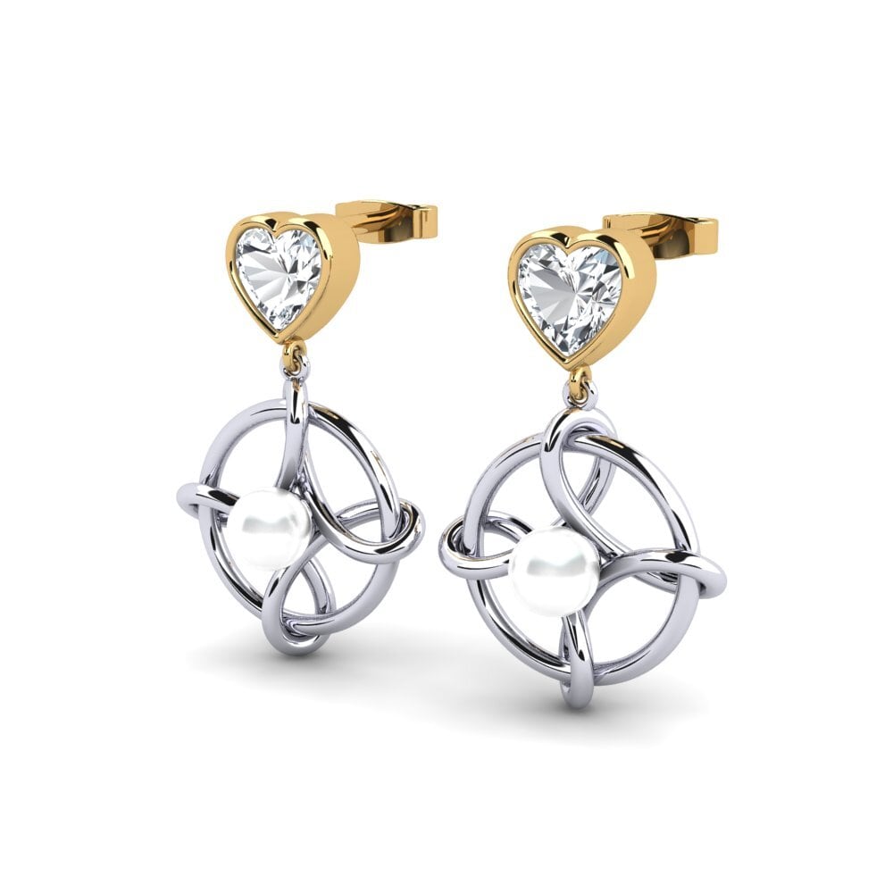 9ct White & Yellow Gold White Zircon Women's Earring Osservare