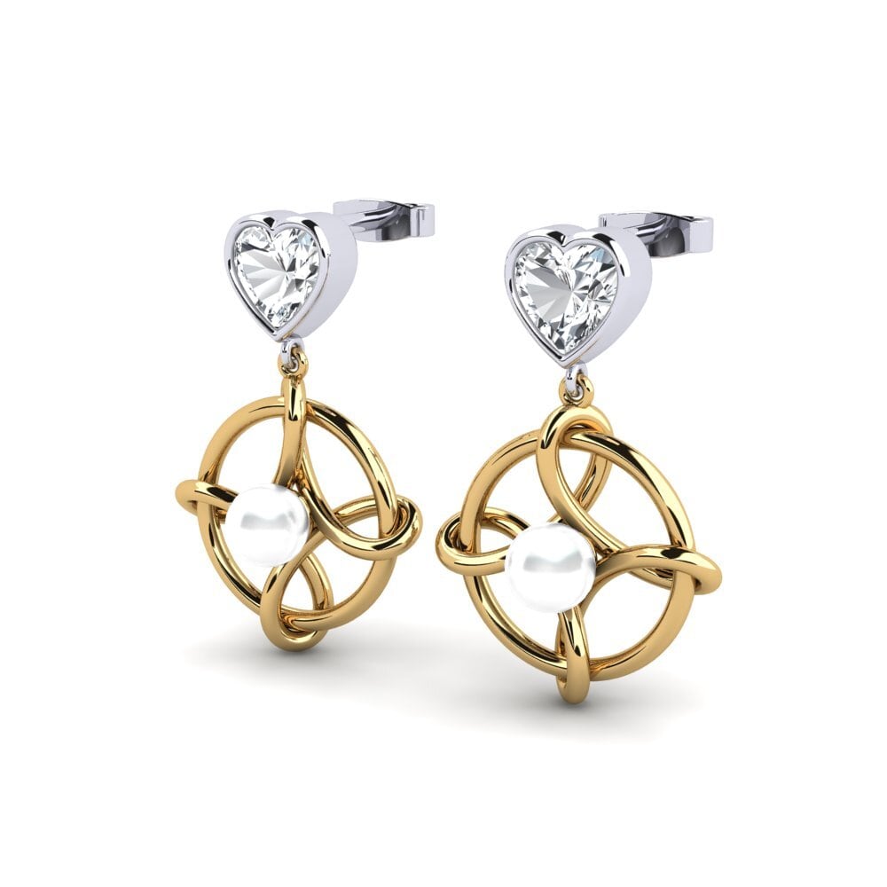 9ct Yellow & White Gold White Zircon Women's Earring Osservare