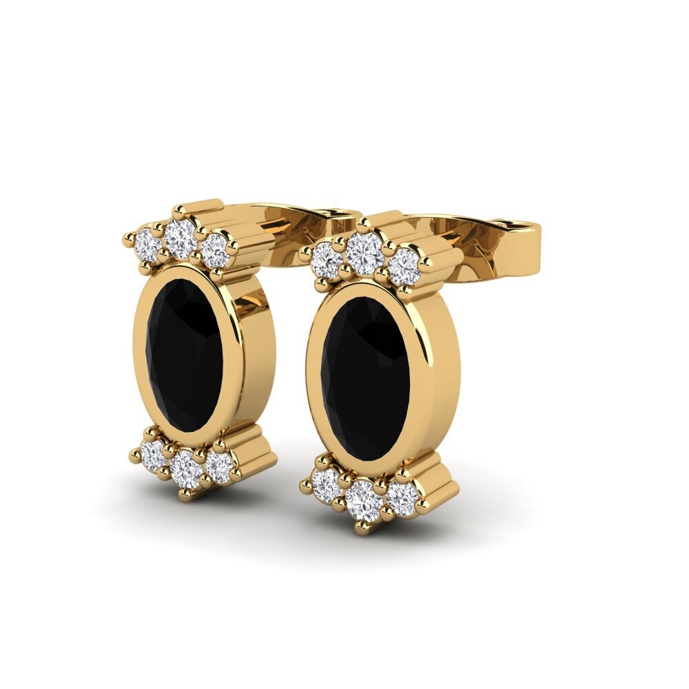 Ovalado Diamante Negro Pendiente de mujer Osvald