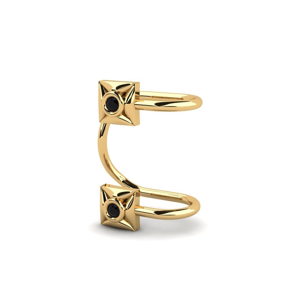 14k Oro Amarillo Diamante Negro Pendiente de mujer Ottome