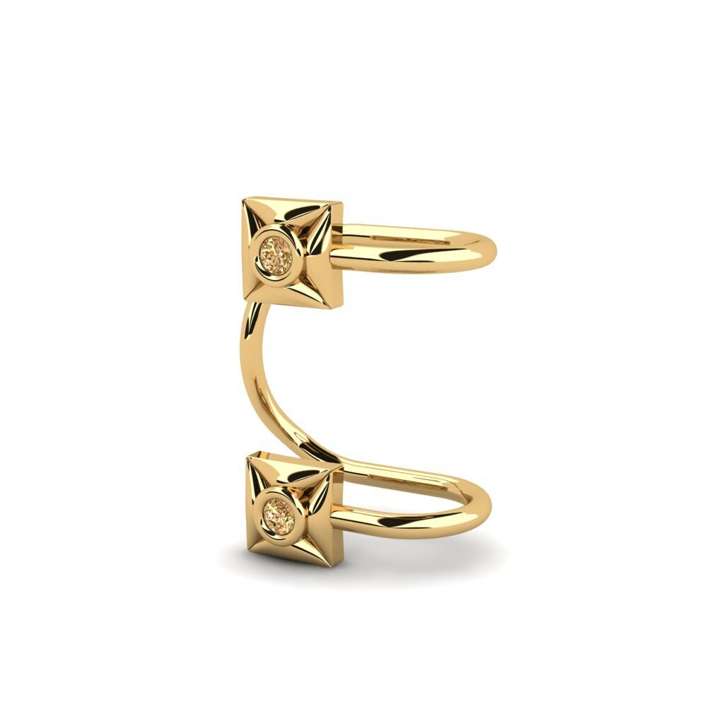 14ct Yellow Gold Brown Diamond Women's Earring Ottome