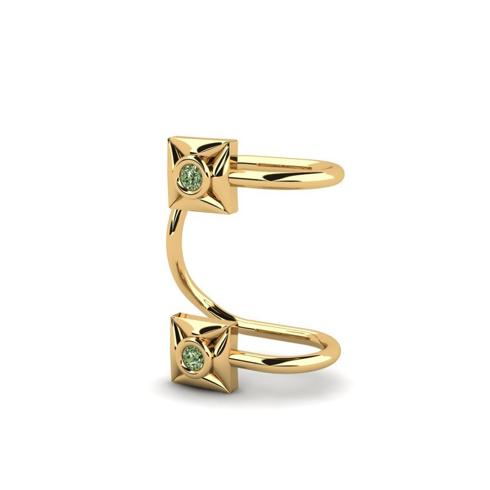 14ct Yellow Gold Green Diamond Women's Earring Ottome