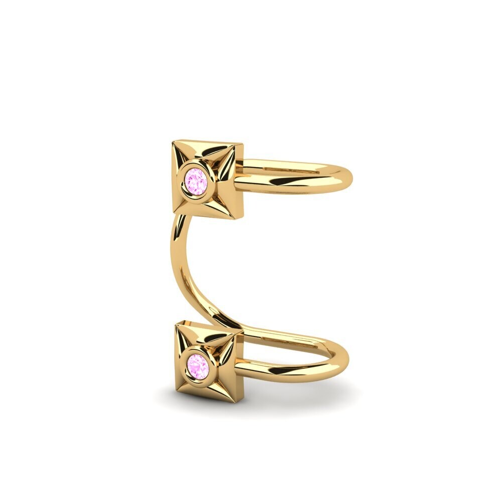 14ct Yellow Gold Pink Sapphire Women's Earring Ottome