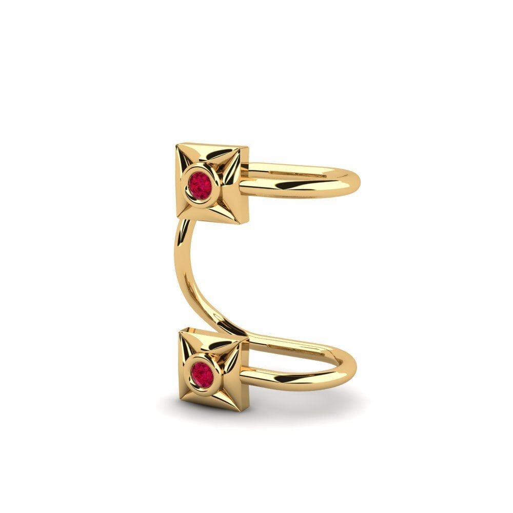 14ct Yellow Gold Ruby Women's Earring Ottome
