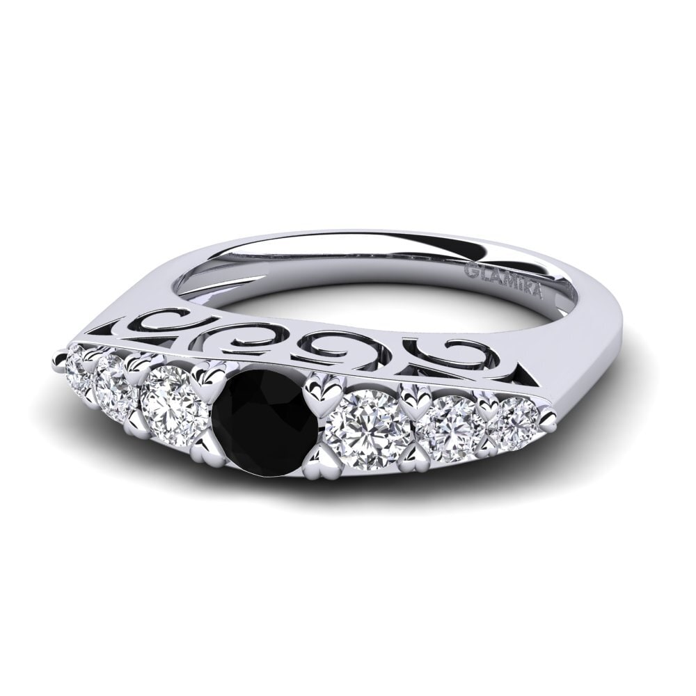 Black Diamond Engagement Ring Ovate