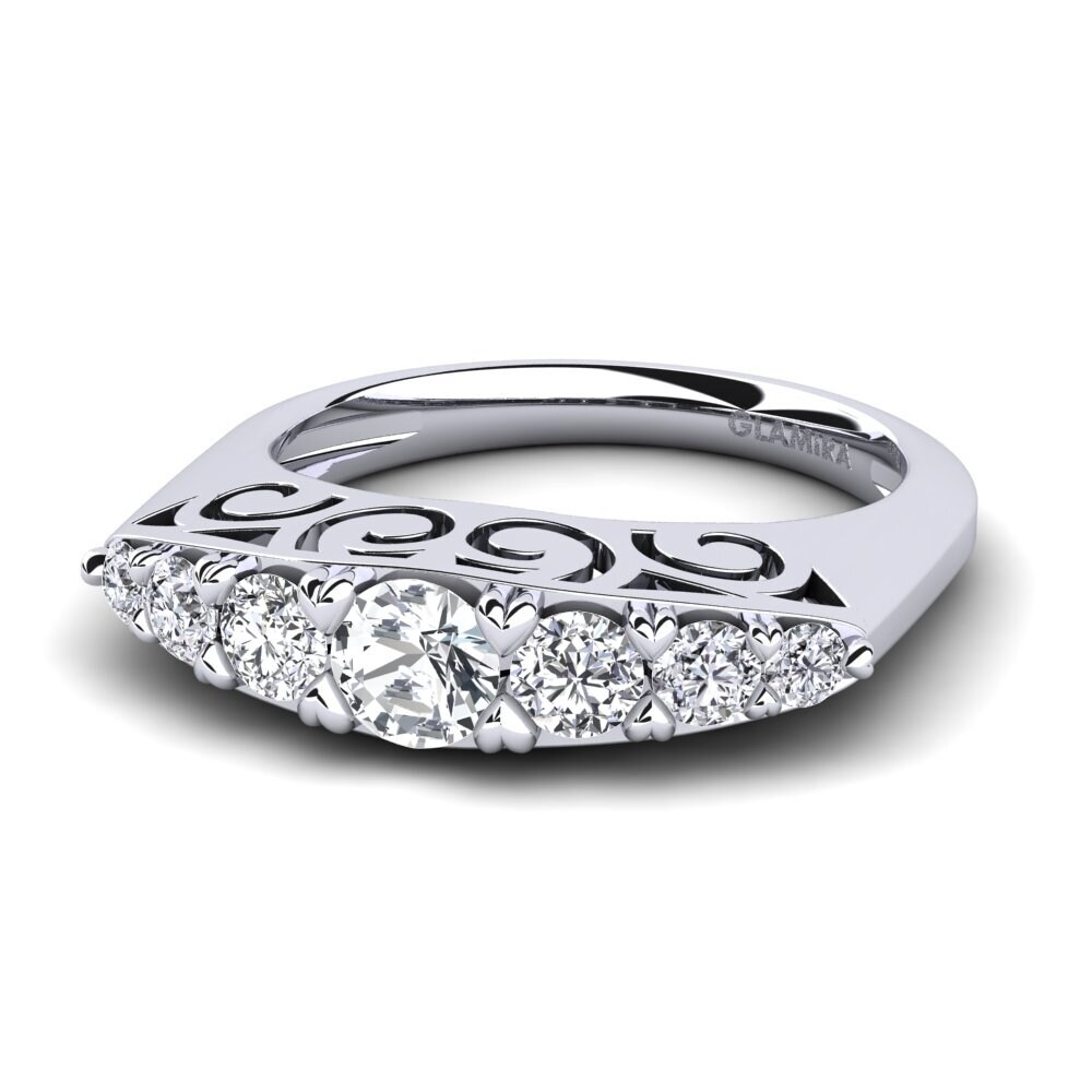 Weißer Zirkon Verlobungsring Ovate
